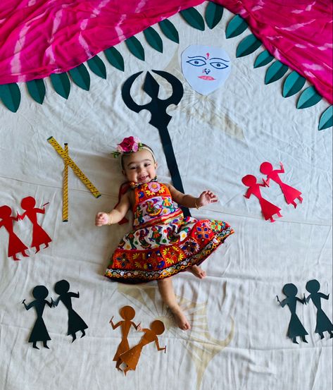 Navratri Photo Shoot Ideas, Navaratri Photoshoot For Baby, Navaratri Baby Photoshoot Ideas, Dushera Photo, Navratri Photoshoot Ideas, Shivaratri Baby Photoshoot, Navratri Theme Decoration, Navratri Baby Photoshoot Ideas, Navratri Shoot Ideas