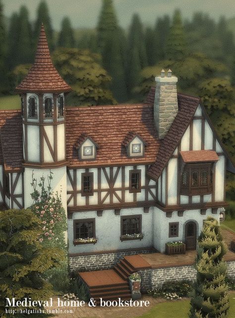 Medieval Home, Storybook House, Sims Medieval, Sims 4 House Building, Sims 4 House Plans, Tumblr Sims 4, Sims 4 House Design, Casas The Sims 4, Sims Building