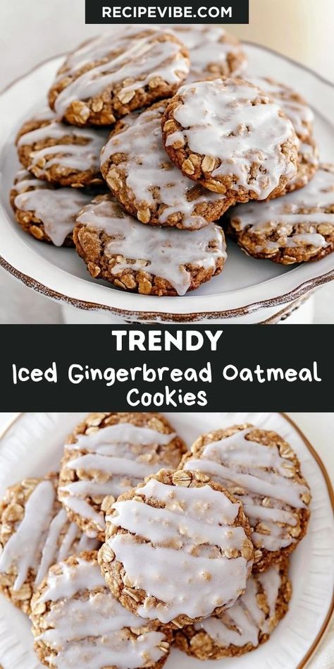 Iced Gingerbread Oatmeal Cookies, Oatmeal Christmas Cookies Holidays, Gingerbread Cookie Mix Recipes, Christmas Oatmeal Cookies, Iced Gingerbread Cookies, Simple Christmas Cookie Recipe, Oatmeal Christmas Cookies, Gingerbread Oatmeal Cookies, Oatmeal Cookies Soft