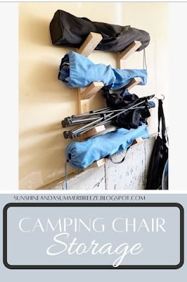 Sunshine and a Summer Breeze: Camping Chair Storage Camping Chair Storage, Camp Chair Storage, Garage Storage Plans, Garage Storage Inspiration, Garage Organization Tips, Garage Organisation, Garage Update, Shed Organization, Garage Organization Diy