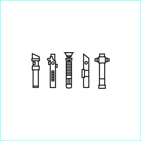 Lightsaber Designs, Lightsaber Tattoo, Minimal Tattoos, Sabre Laser, Drawing Illustrator, Tattoo Minimalist, Star Wars Drawings, Star Wars Tattoo, Star Wars Day