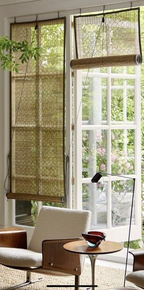 Bamboo Curtains Living Room, Swedish Blinds, La Bedroom, Bamboo Roller Blinds, 1960s Home, Apartments Decorating, Bamboo Curtains, Bamboo Blinds, Bamboo Shades