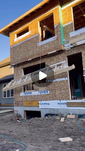 Living Legends Construction on Instagram: "What else was I suppose to do?…🤷🏻‍♂️🤣 Back skirt roof… No boom access, only one ladder and we made these a little big 🤦🏻‍♂️ . Couple of ropes through the window openings and a little muscle and bobs your uncle…. . . #worksmarternotharder #muscles #doyouevenlift #framing #roof #outsidethebox" Through The Window, Living Legends, Roof, Instagram