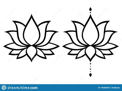 Illustration about Lotus or water lilly shapes, graphic elements in black on white background, Indian modern decoration. Illustration of design, abstract, lily - 139380387 Lotus Flower Outline, Simple Mandala Tattoo, Lotus Flower Drawing, Lotus Vector, Lotus Flower Logo, Lotus Tattoo Design, Lotus Flower Art, Lotus Flower Design, Silhouette Tattoos