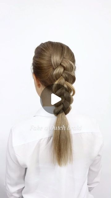 Trendafilka Kirova on Instagram: "Fake a Dutch Braid with this easy hack . . Using my @wigshehair topper . . #hairvideo #frenchbraids #peinados #braidinspo #dutchbraid #easyhair #trenzas #weddinghairinspo #bridalhairinspo #infinitybraid #прически  #tutorial #promhair #bridalhairinspo #dutchbraids  #braiding #braids #braidedhairstyle #hairstyle #weddinghairstyles #weddinghair #fishtailbraid" Dutch Braid Hairstyles Tutorials, Dutch Braid Easy, Fake Dutch Braid, Fake Braid Hairstyles, Fake French Braid, French Braid Hack, Fake Braid, Dutch Braid Tutorial, Braids Step By Step