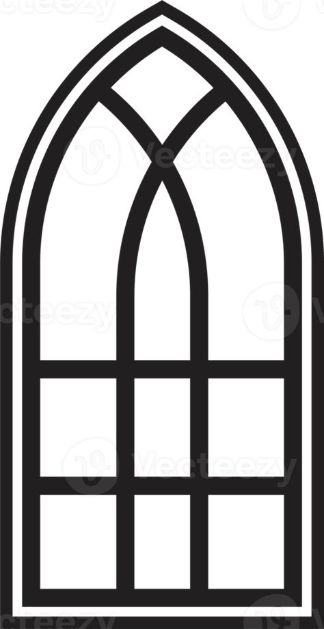 Gothic window. Vintage stained glass church frame. Element of traditional European architecture Gothic Window Template, Gothic Church Window, Church Silhouette, Paper Castle, Gothic Window, Wedding Artwork, Gothic Windows, Cathedral Window, Stained Glass Church