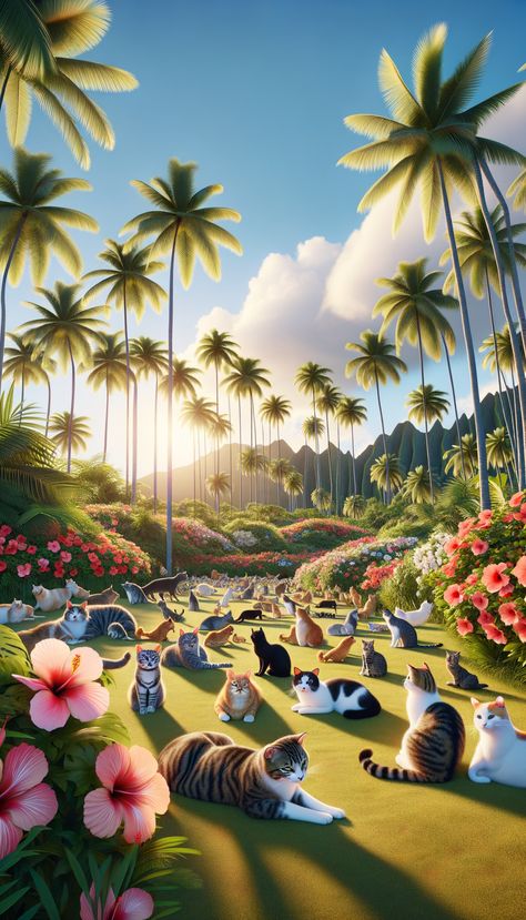 🐾 Pawsitively Paradise: Explore the Lanai Cat Sanctuary in Hawaii 🌺 Cat Island, Cat Sanctuary, Feral Cats, Hawaii Island, Lush Garden, Happy Cat, Cat Care, Cat Rescue, Picnic Area