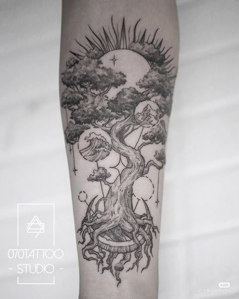 Tree Of Life Hip Tattoo, Tree Of Like Back Tattoo, Tree Of Life Leg Tattoo, Fantasy Tree Tattoo, Tree Of Life Spine Tattoo, Tree Of Knowledge Tattoo, Tree Tattoo Women, Norse Tree Of Life Tattoo, Tree Forearm Tattoo