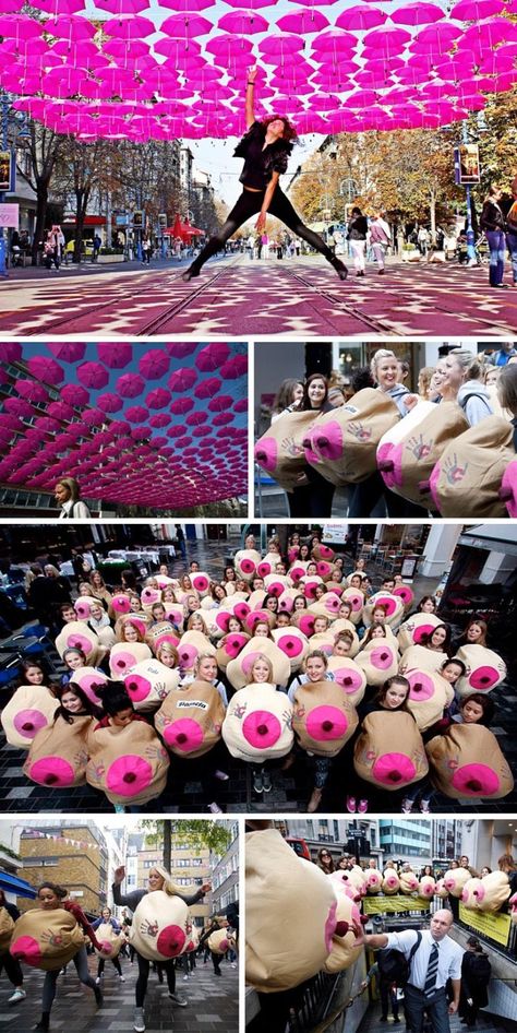 Umbrellas vs. Flash Mob « Guerilla Advertising, Tea Party Invitations, Social Art, Pink October, Flash Mob, Awareness Campaign, Funny Art, How To Raise Money, Pink Ribbon