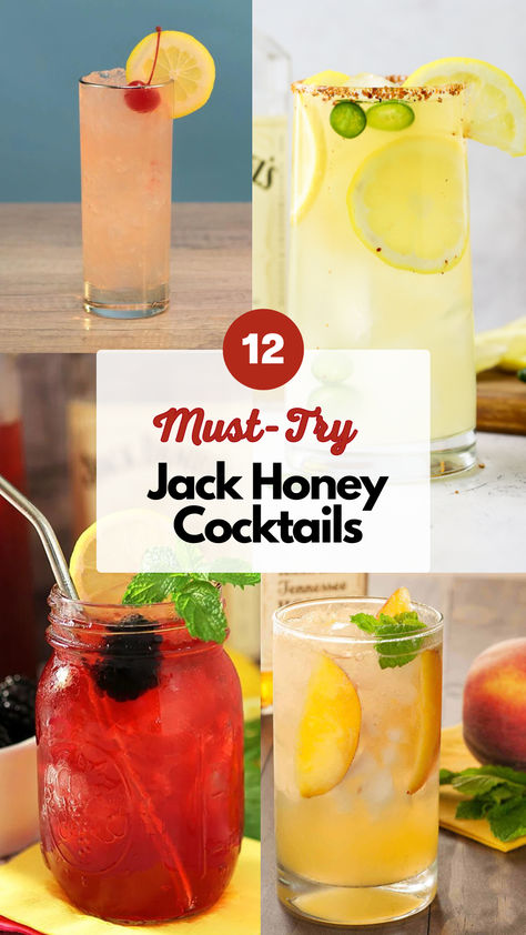 Jack Honey Cocktails Jack Daniels Honey Drinks Recipes, Jack Daniels Tennessee Honey Recipes, Jim Beam Honey Cocktails, Honey Bourbon Cocktail, Jack Honey Cocktails, Honey Jack Daniels Drinks, Honey Jack Daniels Drinks Cocktails, Jack Daniels Apple Whiskey Drinks, Honey Whiskey Drinks