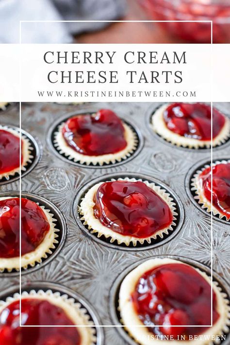 These simple-to-make cherry cream cheese tarts are downright irresistible. They have a creamy cheesecake filling with a tart cherry topping. And with their short list of ingredients, simple preparation, and elegant presentation, they're sure to become one of your all-time favorite desserts. Cherry Cheese Tarts, Cheese Tarts Recipe, Cherry Tarts Easy, Cream Cheese Tarts Mini, Cherry Tarts Mini, Cherry Cheesecake Tarts, Cherry Cream Cheese Dessert, Cherry Tartlets, Cherry Cheese Pie