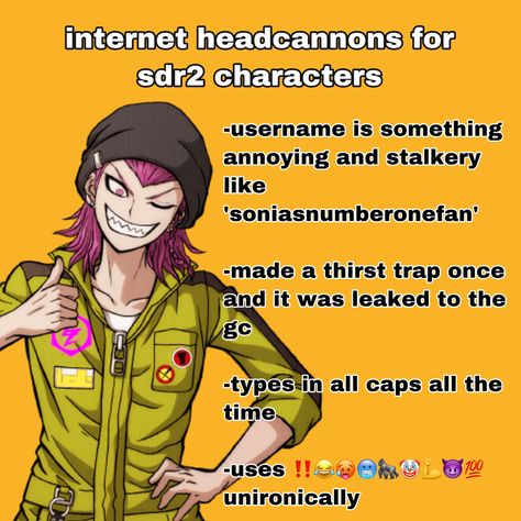 Kazuichi Souda Headcanons, Danganronpa Hcs, Mondo Butter, Danganronpa Au, Kazuichi Souda, Danganronpa Headcanons, Gundham Tanaka, Thirst Trap, Danganronpa Trigger Happy Havoc