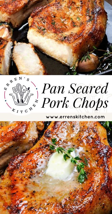 Pork Chop Recipes Mexican Style, Brine For Pork Chops, Pork Chops Pan Seared, Pan Cooked Pork Chops, Center Cut Pork Chop Recipes, Pork Chop Brine Recipes, Thick Pork Chop Recipe, Brined Pork Chops, Pork Loin Chops Recipes