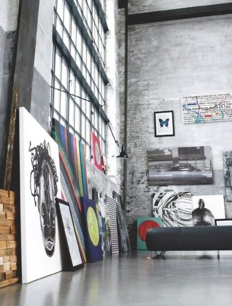 Studio                                                                                                                                                                                 More Studio Apartment Design, Dog Insurance, Artist Loft, Dream Studio, Street Graffiti, Loft Design, Industrial Loft, Loft Spaces, Loft Style