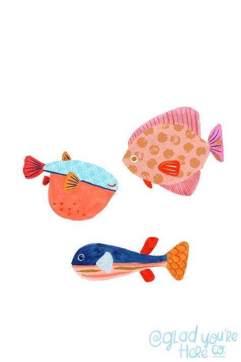 Illustrated Fish, Pastel Fish, Fish Illustrations, Fish Illustration Art, Simple Fish Illustration, Abstract Fish Illustration, Fish Cartoon Illustration, Blue Fish Illustration, Cat Fish Illustration