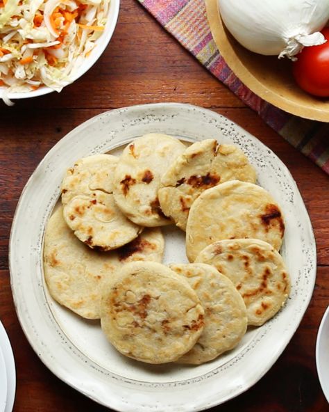 Salvadoran Pupusas As Made By Curly And His Abuelita Recipe by Tasty Recetas Salvadorenas, Kids Restaurants, Boneless Pork Shoulder, Fermented Cabbage, Boneless Pork, Refried Beans, How To Dry Oregano, The Table, Mexican Food Recipes