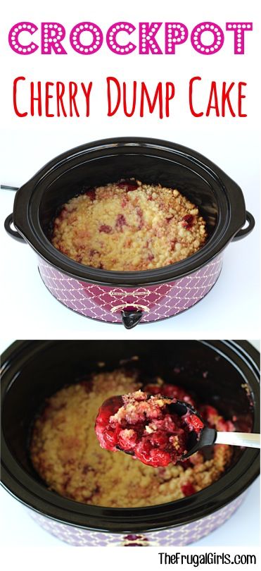 Crockpot Cake, Crockpot Dump Recipes, Cherry Dump Cake Recipe, Cherry Cobbler Recipe, Cherry Dump Cake, Dump Cake Recipe, Crockpot Dessert Recipes, Crock Pot Desserts, Frugal Girls