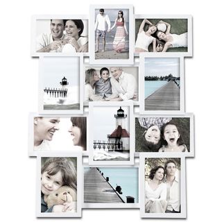 Picture Frames & Photo Albums - Overstock.com Family Picture Collage, Family Tree Collage, 12 Photo Collage, Family Tree Picture Frames, Contemporary Picture Frames, Tree Collage, Photo Walls, White Wood Wall, Hanging Picture Frames