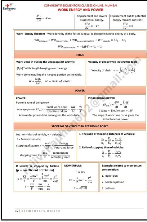 Work Energy And Power Formula, Work Power Energy Formula Sheet, Physics Flashcards, Physics Cheat Sheet, Work Energy And Power, Formula Sheet, Neet Notes, Science Chart, Power Formula