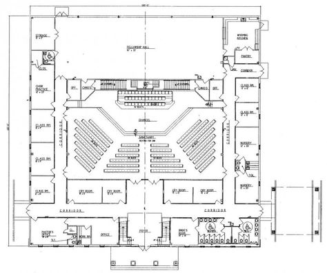 Church Plan #152 | LTH Steel Structures Church Floor Plans Layout, Church Plans Layout, Church Floor Plans, Church Layout, Church Design Sanctuary, Auditorium Plan, Sanctuary Design, Church Building Plans, Auditorium Architecture