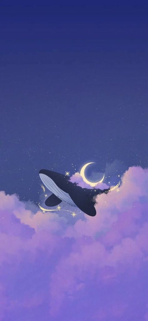 Sky Whale, Space Whale, Whale Illustration, Cute Whales, Whale Art, Ocean Wallpaper, Cute Wallpaper For Phone, Cool Wallpapers Art, Sky Art