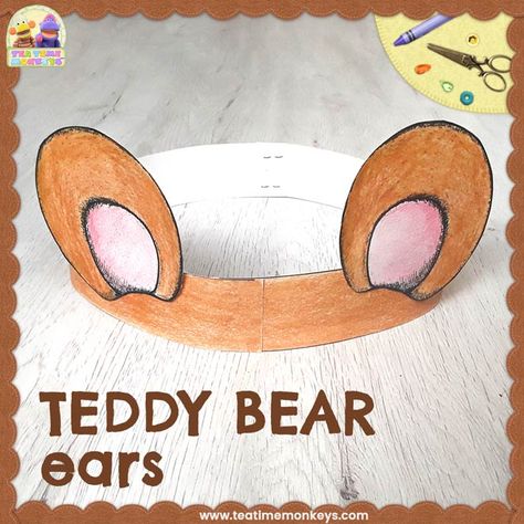 Bear Activities Preschool, Three Bears Activities, Bear Crafts Preschool, Polar Bear Coloring Page, Bears Preschool, Teddy Bear Ears, Teddy Bear Coloring Pages, Teddy Bear Crafts, Bear Craft