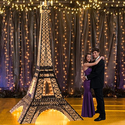 Evening In Paris Theme Party, Paris Prom Theme, 3d Eiffel Tower, Bolo Paris, Paris Sweet 16, Eiffel Tower Lights, Evening In Paris, Paris Birthday Parties, Night In Paris