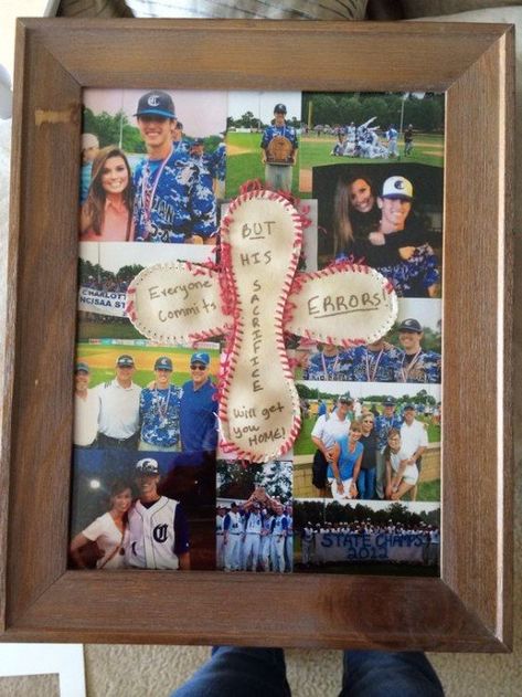 Baseball Boyfriend Gifts, Boyfriend Baseball, Baseball Boyfriend, Diy Christmas Gifts For Boyfriend, Baseball Crafts, Photo Diy, Senior Night Gifts, Diy Christmas Gifts For Family, Diy Christmas Presents