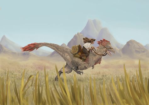 Dinosaur Rider, Feathered Raptor, Japanese Mythical Creatures, Funny Lizards, Mountains In The Distance, Raptor Dinosaur, Dinosaur Images, Ark Survival Evolved, Creature Artwork