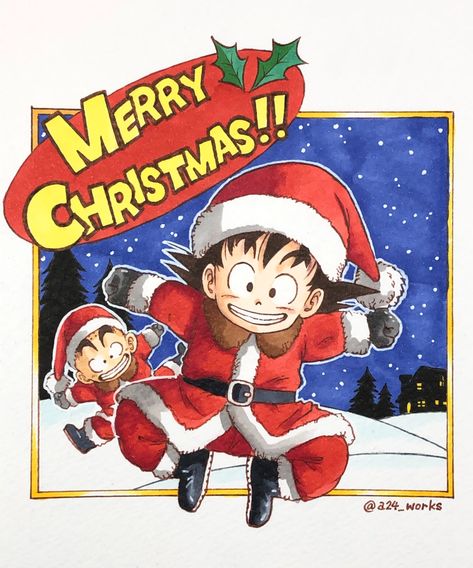 Dbz Wallpapers, Christmas Dragon, Dragon Ball Super Artwork, Anime Christmas, Holiday Pictures, Dragon Ball Artwork, Dragon Ball Gt, Merry Xmas, Xmas Cards