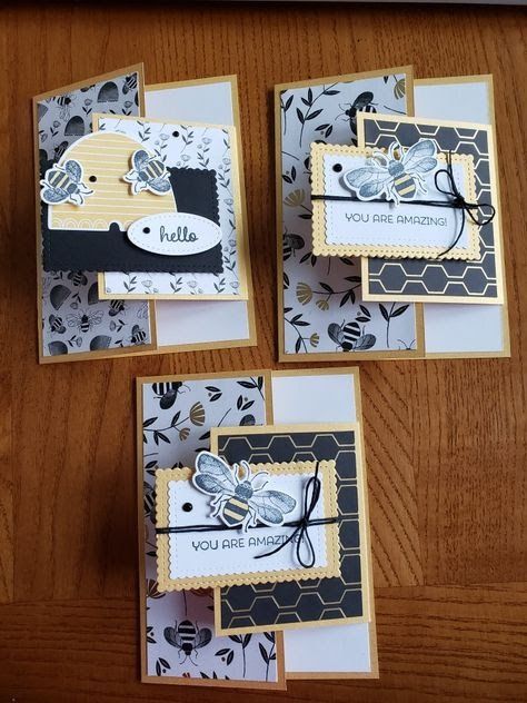 You have a good eye - wholley1255@gmail.com - Gmail Stampin Up Bee Cards Handmade, Stampin Up Bee Cards, Cards With Bees, Bee Cards Handmade, Ladybug Cards, Bee Thankful, Bee Stamp, Designer Paper Cards, Fancy Fold Card Tutorials