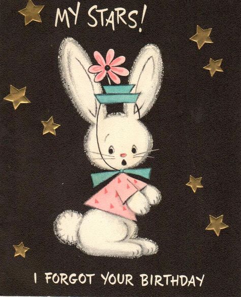 Retro Holiday Cards, Birthday Bunny, Postcard Vintage, Birthday Vintage, Retro Holiday, Vintage Bunny, Belated Birthday, Vintage Holiday, Holiday Cards