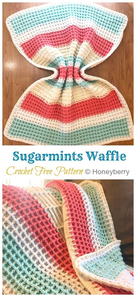 Waffle Stitch Baby Blanket Crochet Free Patterns - Crochet & Knitting Waffle Weave Crochet Blanket, Waffle Baby Blanket Crochet, Waffle Stitch Crochet Baby Blanket, Free Crochet Pattern Waffle Stitch Baby Blanket, Waffle Stitch Baby Blanket Free Pattern, Waffle Stitch Blanket Border, Crochet Waffle Blanket Free Pattern, Waffle Weave Crochet, Waffle Stitch Crochet Pattern