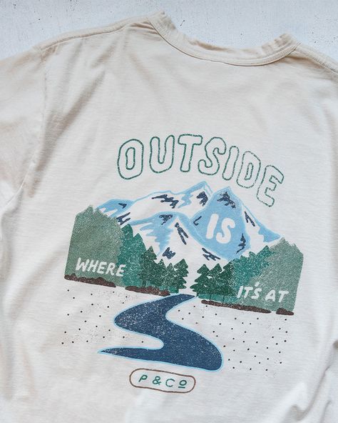 Men's Graphic T-Shirts | Screen-Printed T-Shirts – P&Co USA Nature Shirt Design, Granola Outfits, Shirt Logo Design, Adventure Outfit, Nature Shirts, Outdoor Shirt, Bone White, Men's Graphic T Shirt, Apparel Design