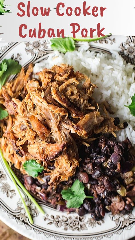 Puerto Rican Pulled Pork Crock Pot, Crock Pot Cuban Pork, Cuban Pork Roast Slow Cooker, Cuban Pork Tenderloin Crockpot, Cuban Pork Bowl Recipe, Cuban Pork Stew, Cuban Meat Recipes, Cuban Pork Roast Crockpot, Pork Roast Crock Pot Recipes Cuban