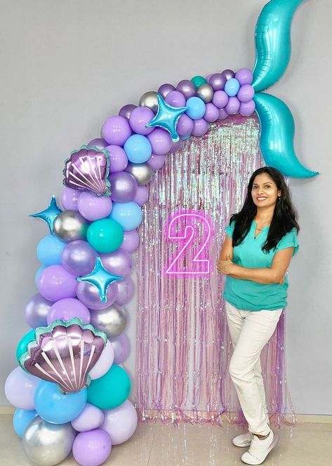 Theme Balloon Decoration, Little Mermaid Decorations, Lil Mermaid, Ariel Birthday Party, Mermaid Birthday Decorations, Mermaid Balloons, Deco Ballon, Mermaid Birthday Party Decorations, Mermaid Theme Birthday Party