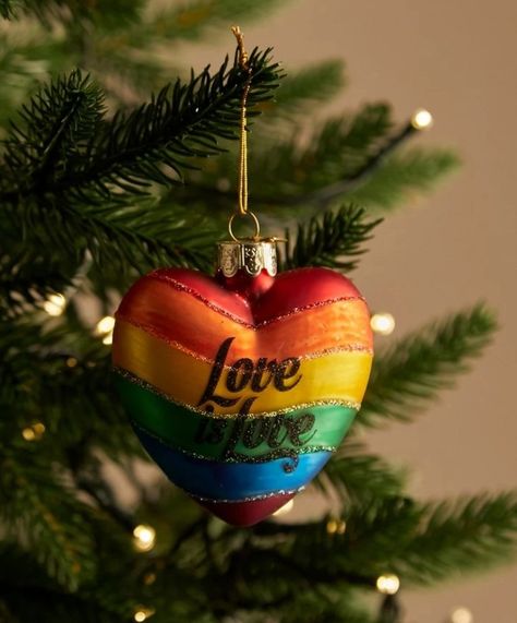 Rainbow Christmas Ornaments, Pride Christmas, Pride Festival, Rainbow Ornaments, Rainbow Sparkle, Rainbows Christmas, Lesbian Flag, Heart Ornament, Rainbow Heart