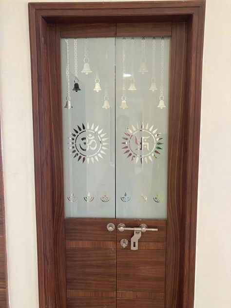 Pooja Room Door, Pooja Door Design, Etched Glass Door, Glass Door Design, Flush Door Design, Single Door Design, House Main Door Design, Front Door Design Wood, Wooden Front Door Design