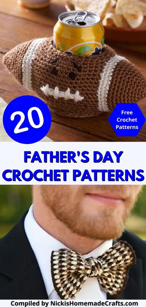 Give the special dad in your life a thoughtful and personalized gift this Father's Day with our collection of free crochet patterns. With over 20 simple yet beautiful patterns included, you can create something unique and meaningful - perfect for showing your dad just how much you care. From cozy throws to stylish accessories, these patterns are sure to bring a smile to your dad's face. Fathers Day Crochet Patterns, Men Crochet Projects, Crochet Father's Day Gift Ideas, Crochet Ideas For Father’s Day, Father's Day Crochet Ideas, Fathers Day Crochet Gifts, Crochet Gifts For Husband, Crochet Ideas For Fathers Day, Manly Crochet Projects