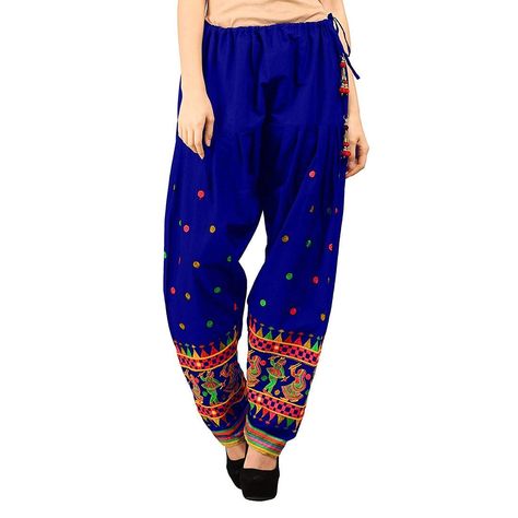 Women's designer embriodered semi patiala salwar. Pure cotton material with nice ethnic and trendy looks. Semi patiala salwar having tieable cotton belt with colourful designer zumbers. Indigo Semi-stitched Salwar Kameez With Dupatta, Ceremonial Semi-stitched Salwar Kameez With Pallu, Patiala Pant, Patiyala Shalwar, Semi Patiyala Pant, Patiala Salwar, Royal Blue Color, Cotton Material, Pure Cotton