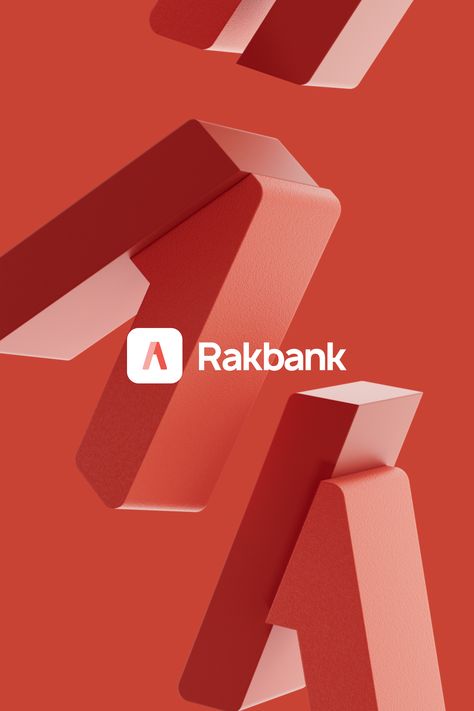 Rakbank Logo Design on 3D abstract background Bank Identity Design, 3d Brand Identity, Bank Branding Identity, Bank Branding Design, 3d Branding Design, Banking Logo Design, Bank Brand Identity, Banking Branding, Fintech Branding