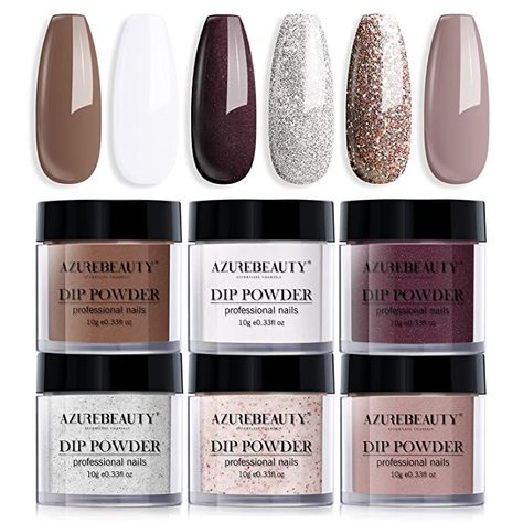 Azurebeauty Dip Powder, Dip Nail Colors, Diy Salon, Pastel Nail Polish, Glitter Manicure, Salon Gifts, French Nail Art, Manicure Diy, Nail Art Set