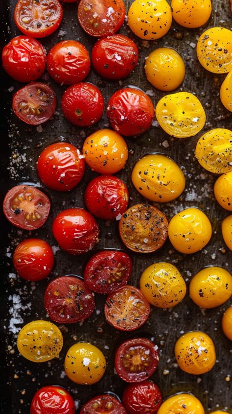 These roasted cherry tomatoes are possibly my favorite healthy side dish. They’re juicy, flavorful, and covered in a robust garlic and balsamic glaze. Roasting Cherry Tomatoes, Roasted Cherry Tomatoes Oven, Roasting Cherry Tomatoes In Oven, Roast Cherry Tomatoes, Roasted Cherry Tomatoes And Garlic, Cherry Tomato Recipes, Tomato Dishes, Roasted Cherry, Vegetable Beef Soup