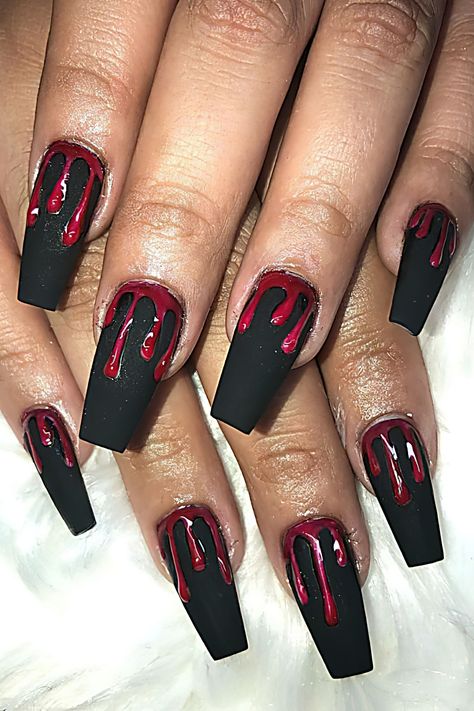 Blood Splatter Nails, Simple Halloween Nail Designs, Simple Halloween Nail, Easy Halloween Nails, Weird Accessories, Nail Colors Ideas, Halloween Nail Colors, Halloween Nail Decals, Blood Nails