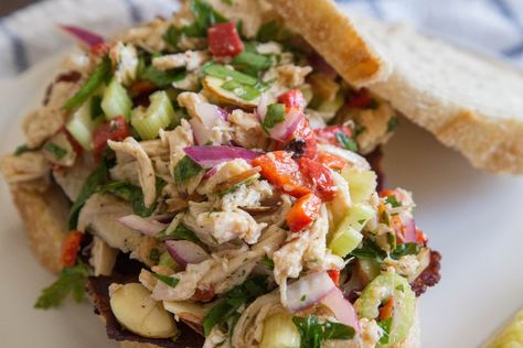 Italian Chicken Salad Sandwiches Italian Chicken Salad, Chicken Salad Sandwiches, Meat And Veggies, Chicken Salad Sandwich Recipe, Sandwiches Recipes, Recipe Italian, Dijon Vinaigrette, Chicken Salad Sandwich, Italian Chicken