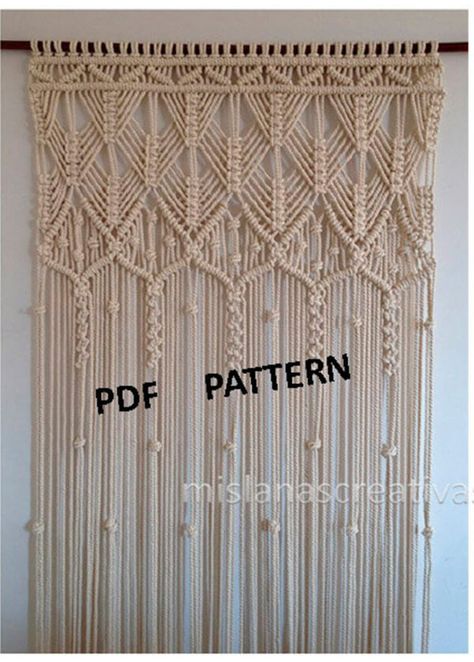 Macrame Curtain Diy, Tenda Tutorial, Curtains Holder, Door Curtains Diy, Macrame Door, Macrame Door Curtain, Macrame Arch, Curtain Tutorial, Art Macramé