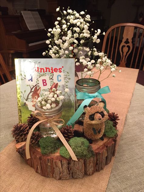 Forest Baby Shower Theme Centerpieces, Woodland Baby Shower Centerpieces Boy, Woodland Baby Shower Theme Boy, April Baby Shower, Woodland Creatures Baby Shower, Fairy Baby Showers, Boy Baby Shower Centerpieces, Woodland Baby Shower Decorations, Baby Shower Theme Decorations