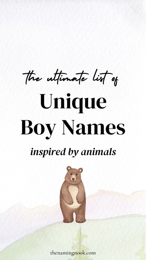 50 Earthy Boho Boy Names Inspired by Animals. Looking for an earthy boho baby boy name? We’re sharing 50 animal-inspired names for boys. Our boy name list shares unique boy names inspired by nature. Tap for the full list of boy name aesthetic, boho boy names, and unusual baby names. Boy Namea, Boho Boy Names, Boy Name List, Traditional Baby Girl Names, Rare Baby Girl Names, Name Aesthetic, Boho Baby Boy, Old Fashioned Baby Names, Vintage Baby Names