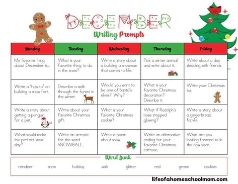 December Writing Prompts, Christmas Activites, Printable Writing Prompts, Whiteboard Prompts, Holiday Writing Prompts, Homeschool Christmas, December Writing, Homeschool Holidays, Schoolhouse Rock