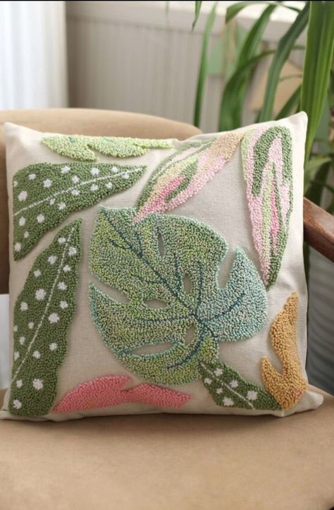 On The Pillow, Punch Needle Pillow, Stamped Embroidery Kit, Cushion Embroidery, Pillows Decorative Diy, Cushion Cover Designs, Punch Needle Patterns, The Pillow, Punch Needle Embroidery